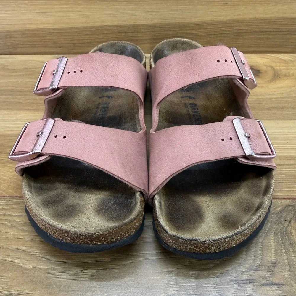 Birkenstock Arizona Sandals Girls 3 N EU 34 Pink Birko Slip On Slides Walk